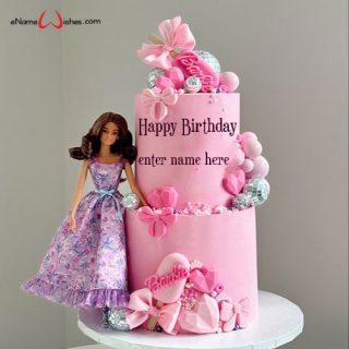 girly birthday cake design with name editor