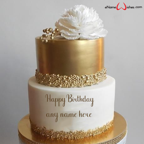 Gold Birthday Cake Design with Name Edit - Best Wishes Birthday Wishes ...