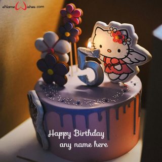 happy 5th birthday cake for girl with custom name edit online