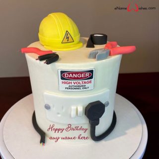 happy birthday cake with name for electrician