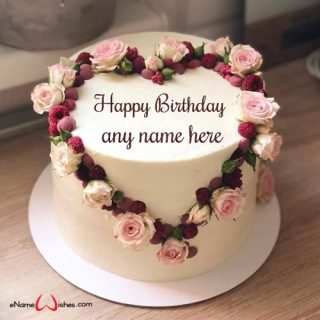 happy birthday name on cake with rose flowers