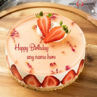 happy birthday strawberry cake design with name