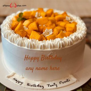 happy birthday with name edit mango theme cake design