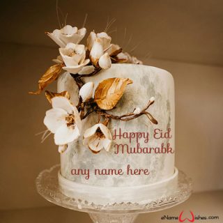 happy eid mubarak wishes image with name on cake