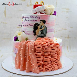 happy wedding anniversary wishes for couple with name cake