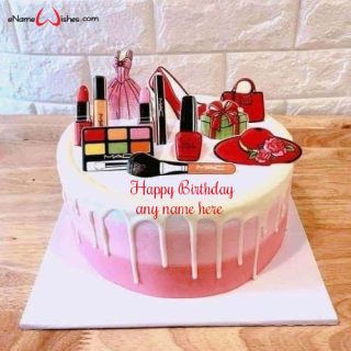 makeup birthday cake with name edit