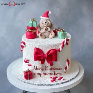 merry christmas cake writing name editor online