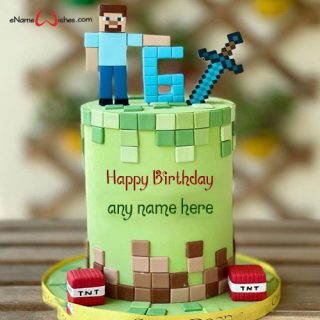 minecraft birthday cake design for boy with name edit
