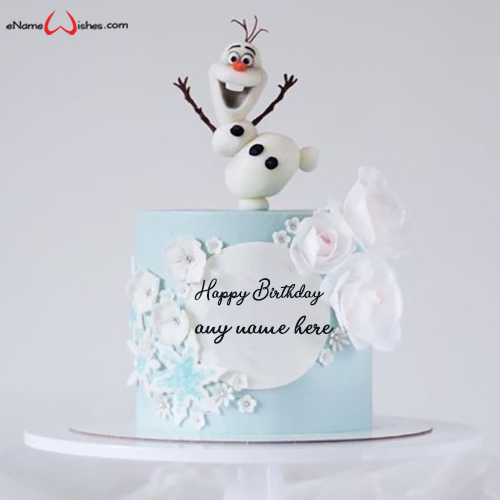 Olaf Birthday Cake with Name Edit - Name Birthday Cakes - Write Name on ...