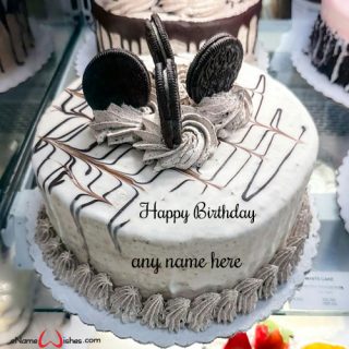 oreo cookie birthday cake with name create online
