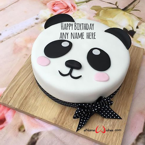 Panda Birthday Cake With Name Enamewishes