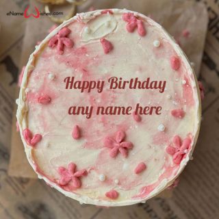 pink flower birthday cake for girl with name edit