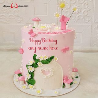 pink happy birthday cake for friends fresh flower with name