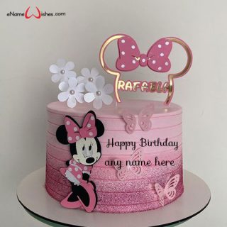 pretty minnie mouse birthday cake with name edit