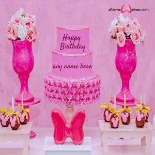 pretty pink birthday cake for girl with name edit