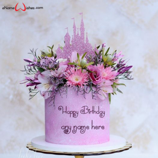 princess castle birthday cake with name create