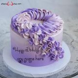 purple birthday cake image with name edit