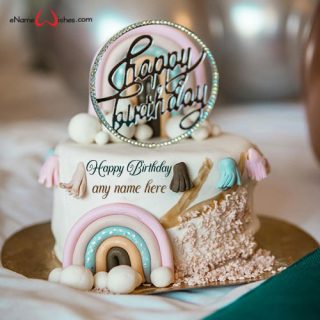 rainbow birthday cake design for girl with name edit online