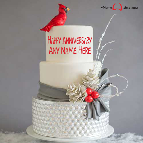 Romantic Anniversary Cake with Name - eNameWishes