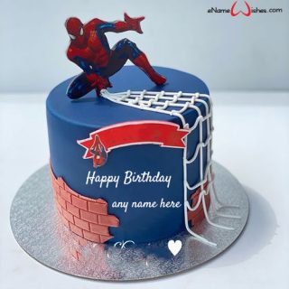 spiderman birthday theme cake for boy with name maker online