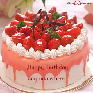 strawberry glaze birthday cake with name online