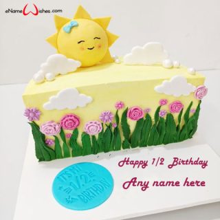 sunshine theme half birthday cake with name editor