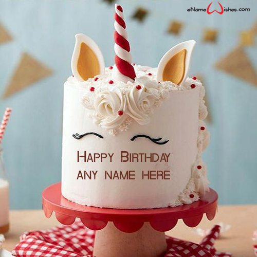 Unicorn Christmas Cake with Name Edit - Name Birthday Cakes - Write ...