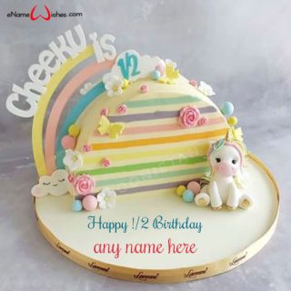 unicorn half birthday cake with name online