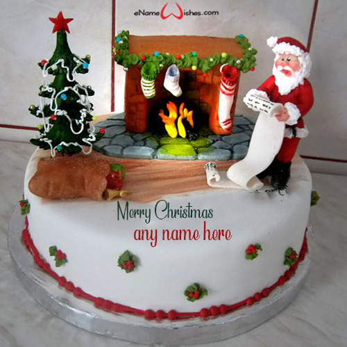 Warm Christmas Wishes Cake with Name - eNameWishes