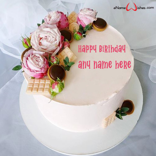 White Chocolate Birthday Cake with Name Edit - Name Birthday Cakes ...