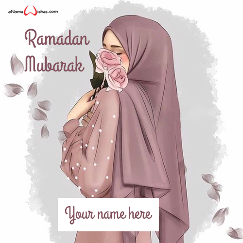 Write Name on Stylish Hijab Girl Ramadan DP - Best Wishes Birthday Wishes  With Name