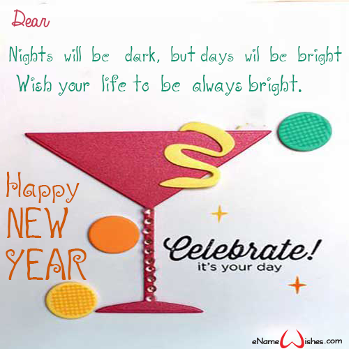 Write Name on Happy New Year Wish Card - eNameWishes