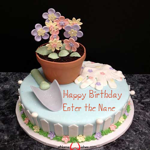 Garden Birthday Wish Cake With Name Enamewishes