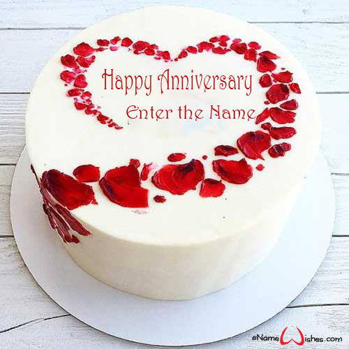 Anniversary Cake With Name In Heart Enamewishes