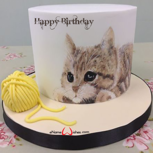 Cute Cat Cake Ideas with Name - Best Wishes Birthday Wishes With Name