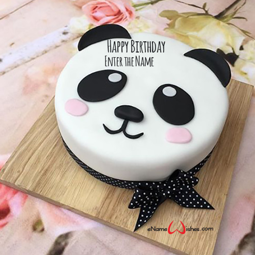 Panda Birthday Cake With Name Enamewishes