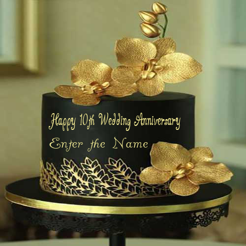 Happy 10th Wedding Anniversary Name Cake Enamewishes