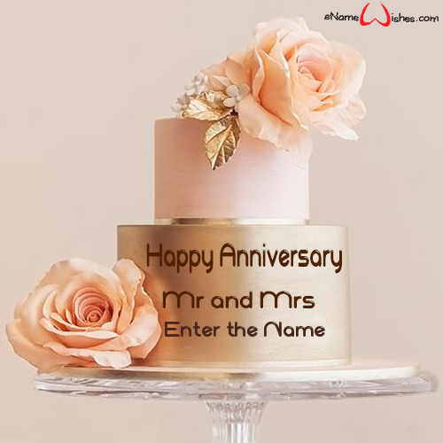 Beautiful Flower Anniversary Cake With Name Enamewishes