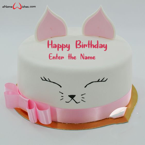 Cat Themed Birthday Cake With Name Enamewishes
