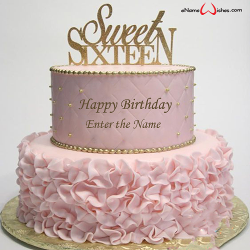 Happy Sweet 16 Birthday Cake With Name Enamewishes