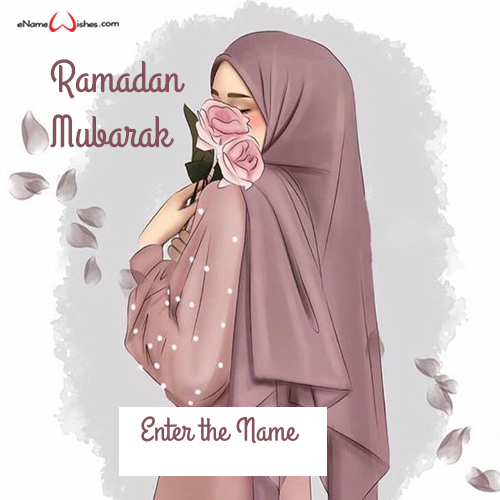 Write Name On Stylish Hijab Girl Ramadan Dp Enamewishes