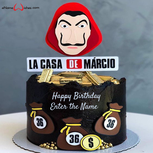 Money Heist Birthday Cake with Name - Best Wishes Birthday Wishes With Name