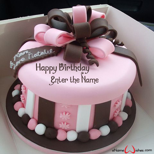 Chocolate Present Cake For Birthday With Name Generator Enamewishes