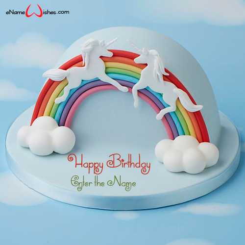 Unicorn Rainbow Half Birthday Cake Design With Name Best Wishes Birthday Wishes With Name