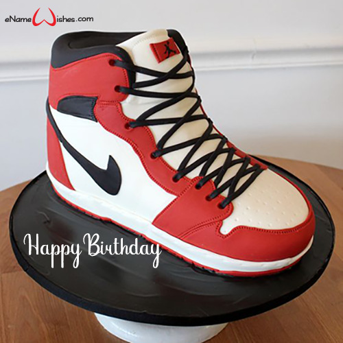 Nike Sneaker Birthday Cake with Name Maker - Name Birthday Cakes ...