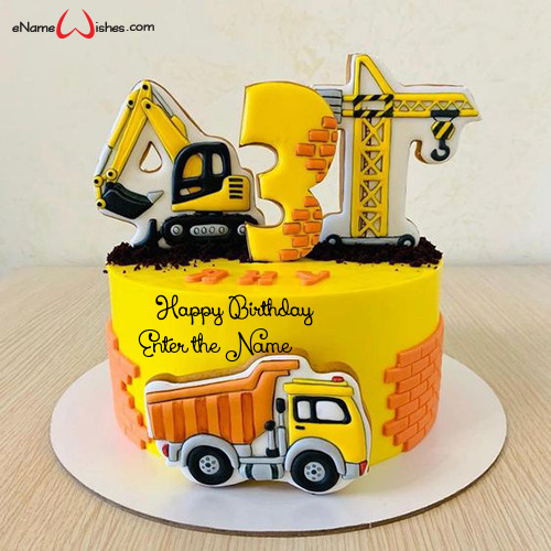 Construction Themed Birthday Cake with Name Edit - Best Wishes Birthday  Wishes With Name