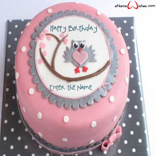 Cute Owl Birthday Wish Name Cake For Girls Enamewishes