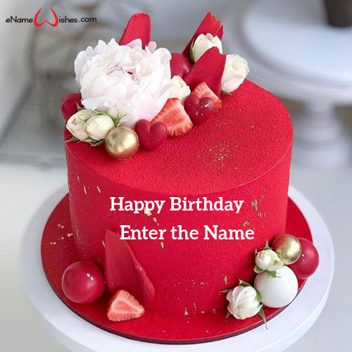 Red Velvet Birthday Cake Design With Name Edit Best Wishes Birthday Wishes With Name