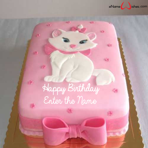 Cute Cat Birthday Name Wish Cake For Sister Enamewishes