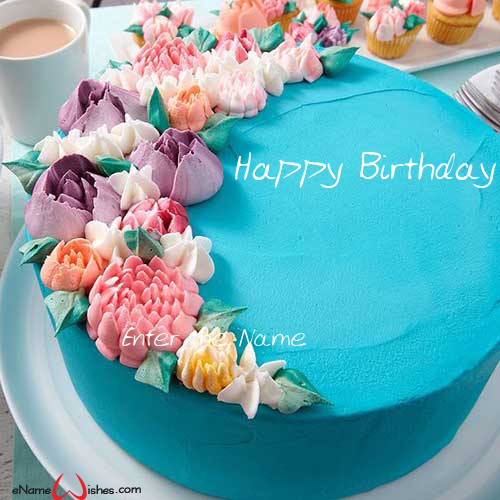 Blooming Flower Birthday Cake For Brother With Name Enamewishes